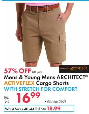 Boscov's Mens & Young Mens ARCHITECT ACTIVEFLEX Cargo Shorts WITH STRETCH FOR COMFORT offer