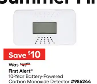 Lowe's 10-Year Battery-Powered Carbon Monoxide Detector offer