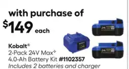 Lowe's 2-Pack 24V Max 4.0-Ah Battery Kit offer