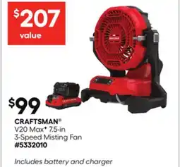Lowe's V20 Max 7.5-in 3-Speed Misting Fan offer
