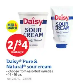 Lidl Daisy Pure & Natural sour cream offer