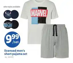 Lidl licensed men's short pajama set offer