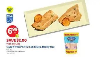 Lidl frozen wild Pacific cod fillets, family size offer