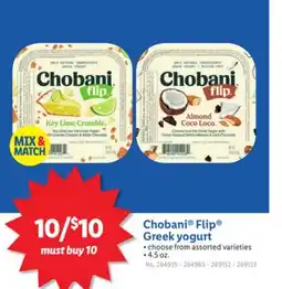Lidl Chobani Flip Greek yogurt offer