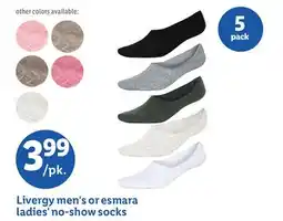 Lidl Livergy men's or esmara ladies' no-show socks offer