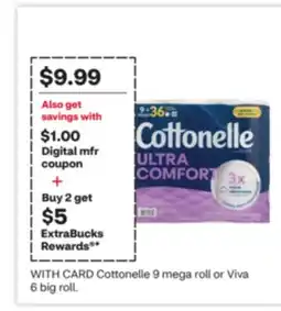 CVS Cottonelle 9 mega roll or Viva 6 big roll offer