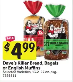 Stop&Shop Dave's Killer Bread, Bagels or English Muffins offer