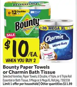 Stop&Shop Bounty Paper Towels or Charmin Bath Tissue offer