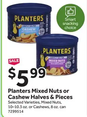Stop&Shop Planters Mixed Nuts or Cashew Halves & Pieces offer