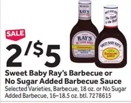 Stop&Shop Sweet Baby Ray's Barbecue or No Sugar Added Barbecue Sauce offer