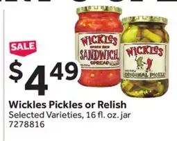 Stop&Shop Wickles Pickles or Relish offer