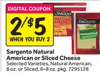Stop&Shop Sargento Natural American or Sliced Cheese offer