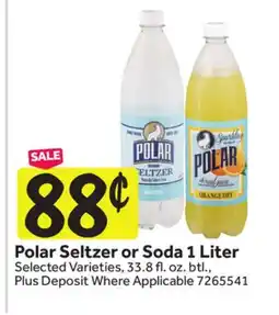 Stop&Shop Polar Seltzer or Soda 1 Liter offer