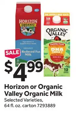 Stop&Shop Horizon or Organic Valley Organic Milk offer