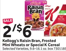 Stop&Shop Kellogg's Raisin Bran, Frosted Mini Wheats or Special K Cereal offer