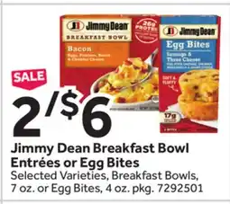 Stop&Shop Jimmy Dean Breakfast Bowl Entrées or Egg Bites offer