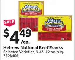 Stop&Shop Hebrew National Beef Franks offer
