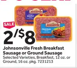 Stop&Shop Johnsonville Fresh Breakfast Sausage or Ground Sausage offer