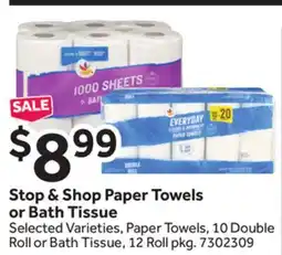 Stop&Shop Stop & Shop Paper Towels or Bath Tissue offer