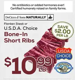 DeCicco & Sons Bone-In Short Ribs offer