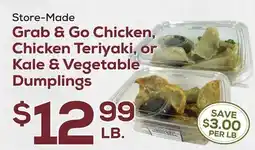 DeCicco & Sons Grab & Go Chicken, Chicken Teriyaki, or Kale & Vegetable Dumplings offer