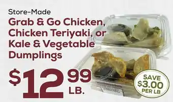 DeCicco & Sons Grab & Go Chicken, Chicken Teriyaki, or Kale & Vegetable Dumplings offer