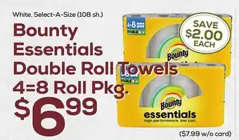DeCicco & Sons Bounty Essentials Double Roll Towels 4=8 Roll Pkg offer