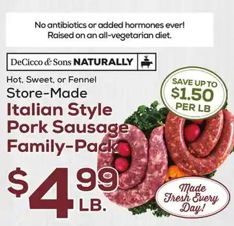 DeCicco & Sons Italian Style Pork Sausage Family-Pack offer