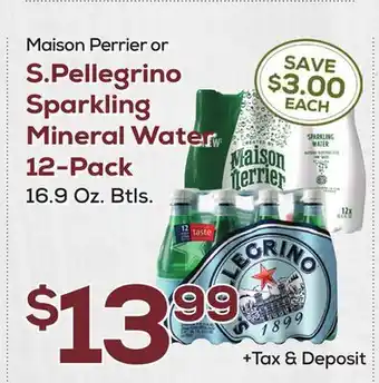 DeCicco & Sons S. Pellegrino Sparkling Mineral Water 12-Pack offer