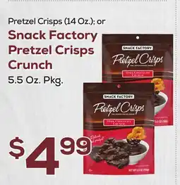 DeCicco & Sons Snack Factory Pretzel Crisps Crunch 5.5 Oz. Pkg offer