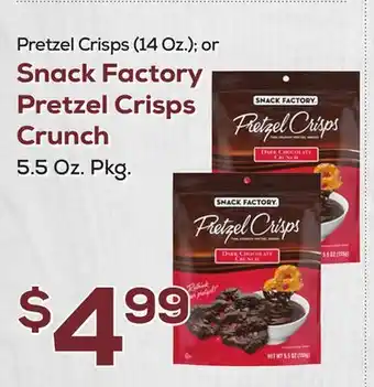 DeCicco & Sons Snack Factory Pretzel Crisps Crunch 5.5 Oz. Pkg offer