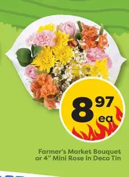 Weis Markets Farmer's Market Bouquet or 4 Mini Rose in Deco Tin offer