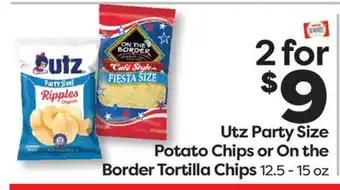 Weis Markets Utz Party Size Potato Chips or On the Border Tortilla Chips offer