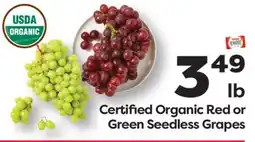 Weis Markets Certified Organic Red or Green Seedless Grapes offer