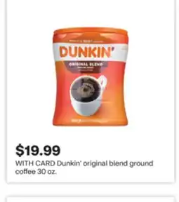 CVS Dunkin' original blend ground coffee 30 oz offer
