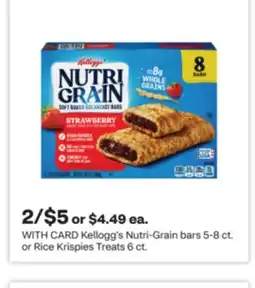 CVS Kellogg's Nutri-Grain bars 5-8 ct. or Rice Krispies Treats 6 ct offer