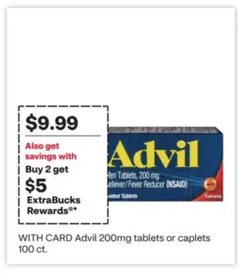 CVS Advil 200mg tablets or caplets 100 ct offer