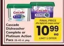 Safeway Cascade Dishwasher Complete or Platinum Action Pacs offer