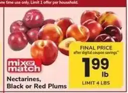 Safeway Nectarines, Black or Red Plums offer