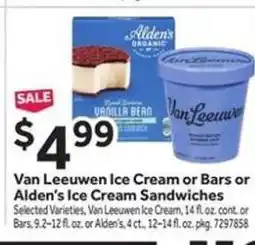 Stop&Shop Van Leeuwen Ice Cream or Bars or Alden’s Ice Cream Sandwiches offer