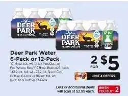 ShopRite Deer Park Water 6-Pack or 12-Pack offer