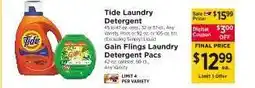 ShopRite Tide Laundry Detergent / Gain Flings Laundry Detergent Pacs offer
