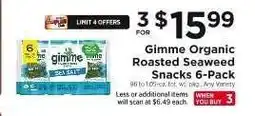 ShopRite Gimme Organic Roasted Seaweed Snacks 6-Pack offer