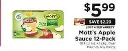 ShopRite Mott's Apple Sauce 12-Pack offer
