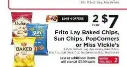 ShopRite Frito Lay Baked Chips, Sun Chips, PopCorners or Miss Vickie's offer