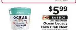 ShopRite Ocean Legacy Claw Crab Meat offer