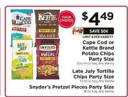 ShopRite Cape Cod or Kettle Brand Potato Chips Party Size offer