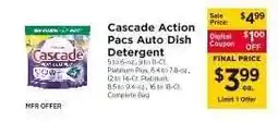 ShopRite Cascade Action Pacs Auto Dish Detergent offer