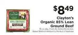 ShopRite Clayton's Organic 85% Lean Ground Beef offer