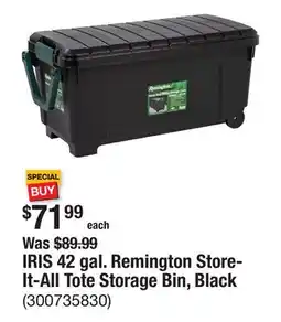 The Home Depot IRIS 42 gal. Remington Store-It-All Tote Storage Bin, Black offer